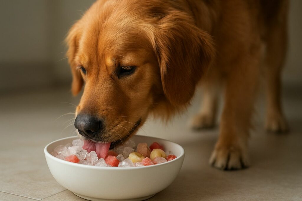 Cães gostam de comer gelo