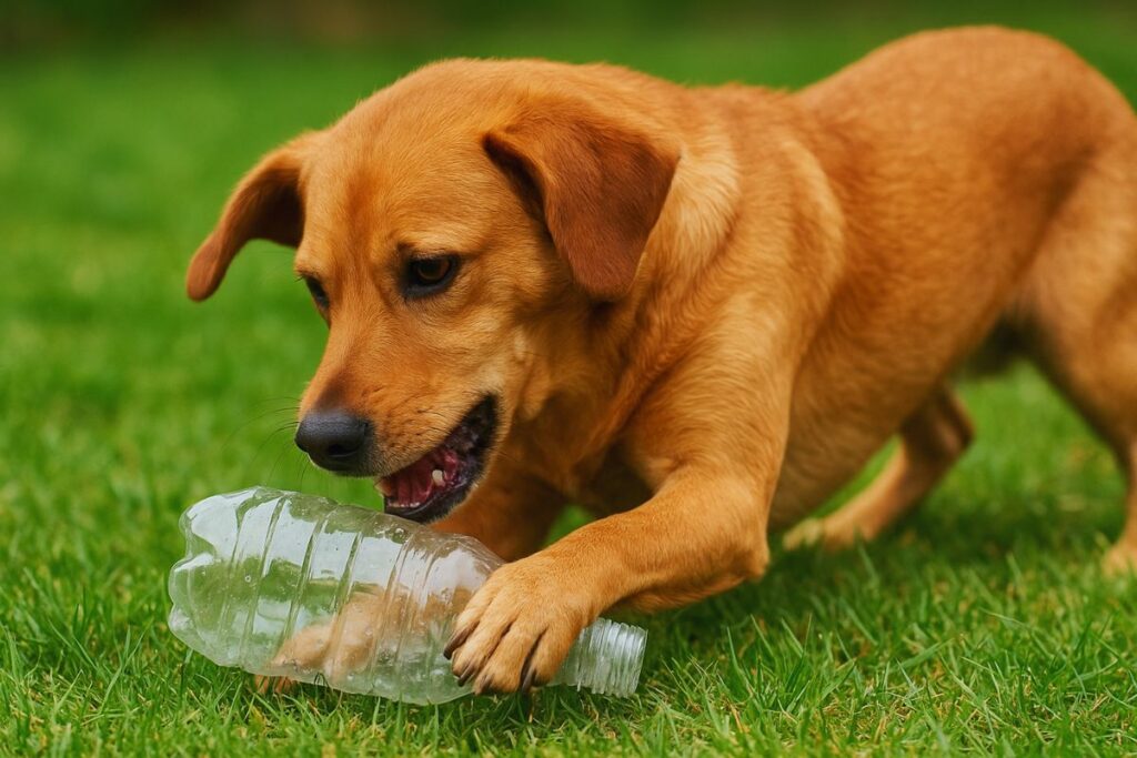 Cachorros e garrafas pet