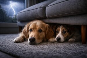 Cães com medos de trovões